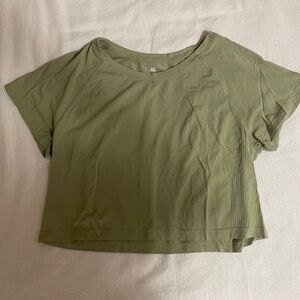 Green Crop Workout Top